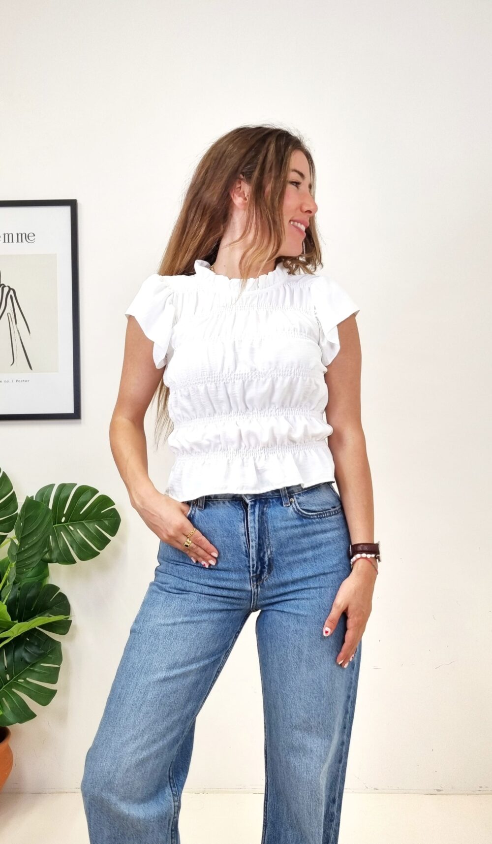 Blusa blanca frunces