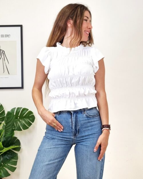 Blusa blanca frunces