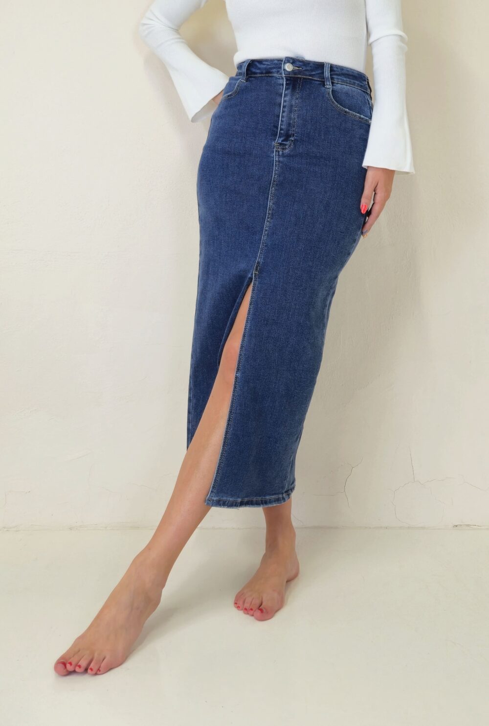 Falda midi denim