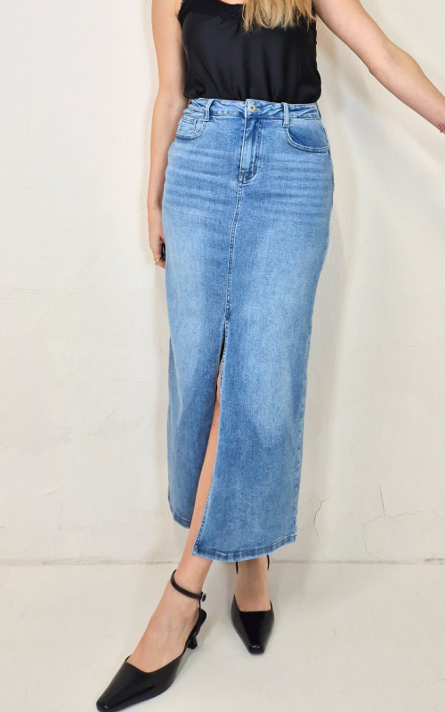 Falda midi denim
