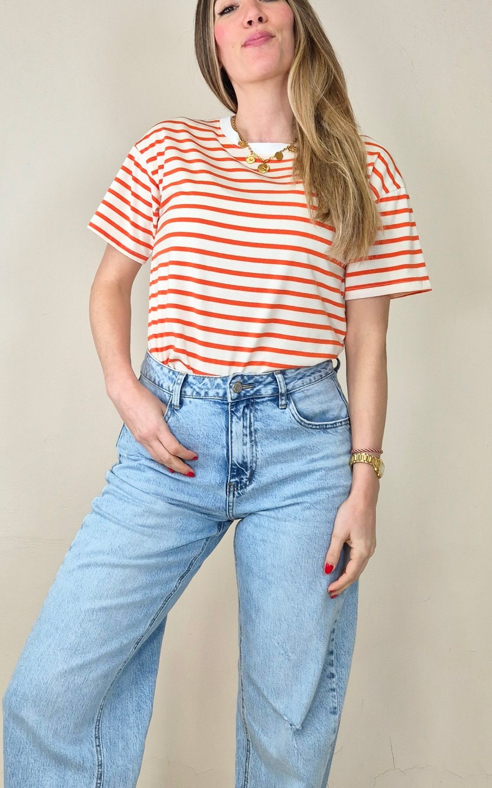 camiseta marinera naranja