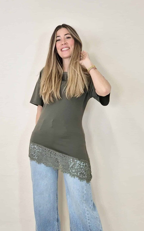 Top asimétrico caqui