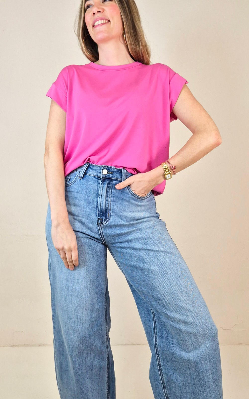 Camiseta básica rosa